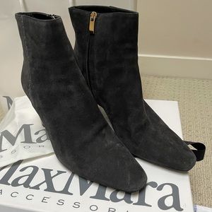 MaxMara Helenn dark grey suede boots.